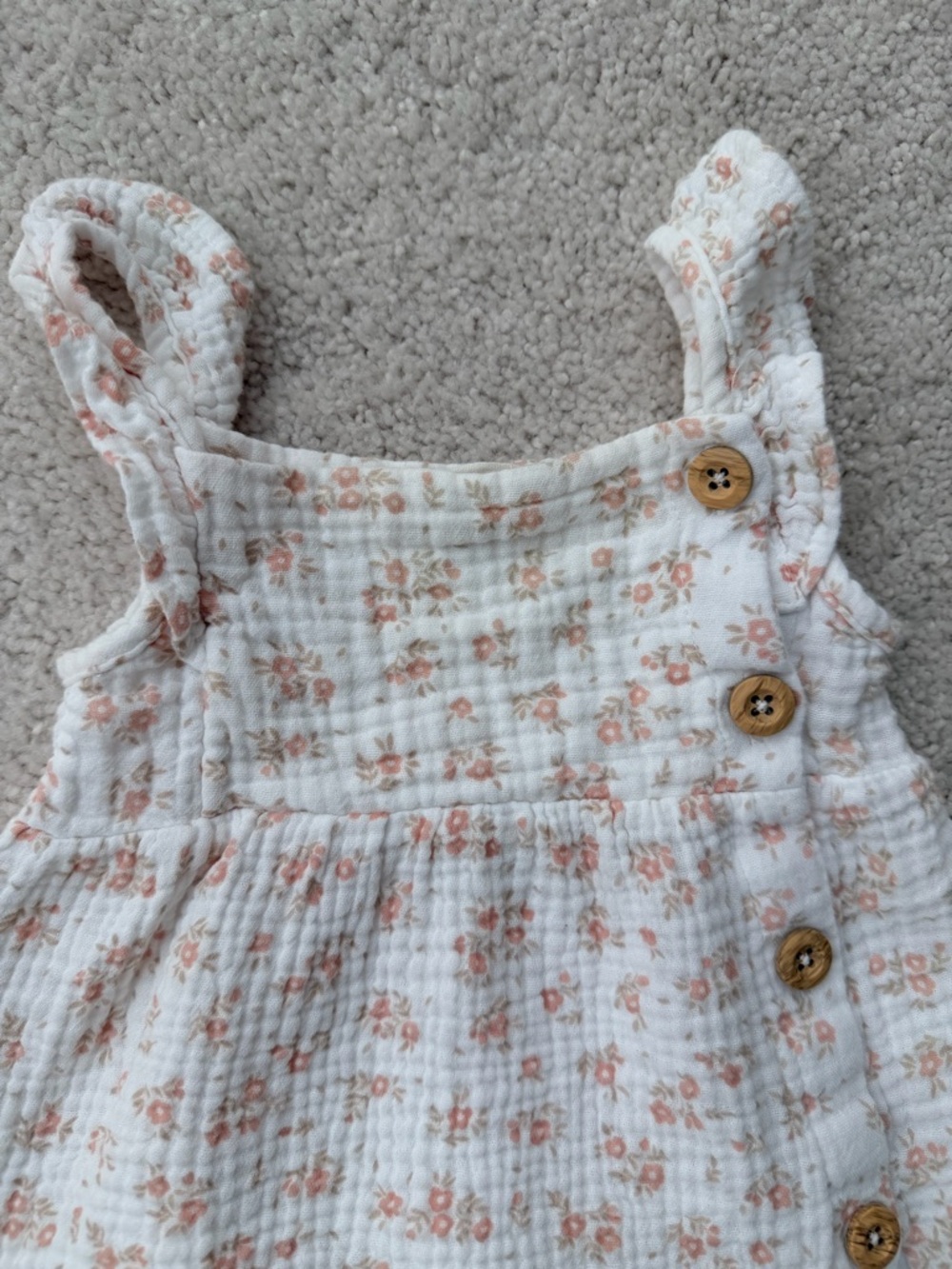 Rabbit + Bear Cream Floral Button-Front Romper Dress with Bloomers - Picture 2 of 9